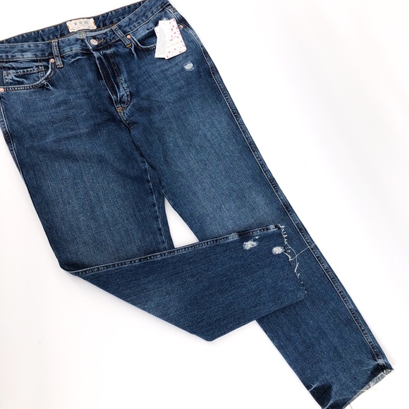 FREE PEOPLE Slim Boyfriend Fit Jeans Blue - Picture 5 of 8